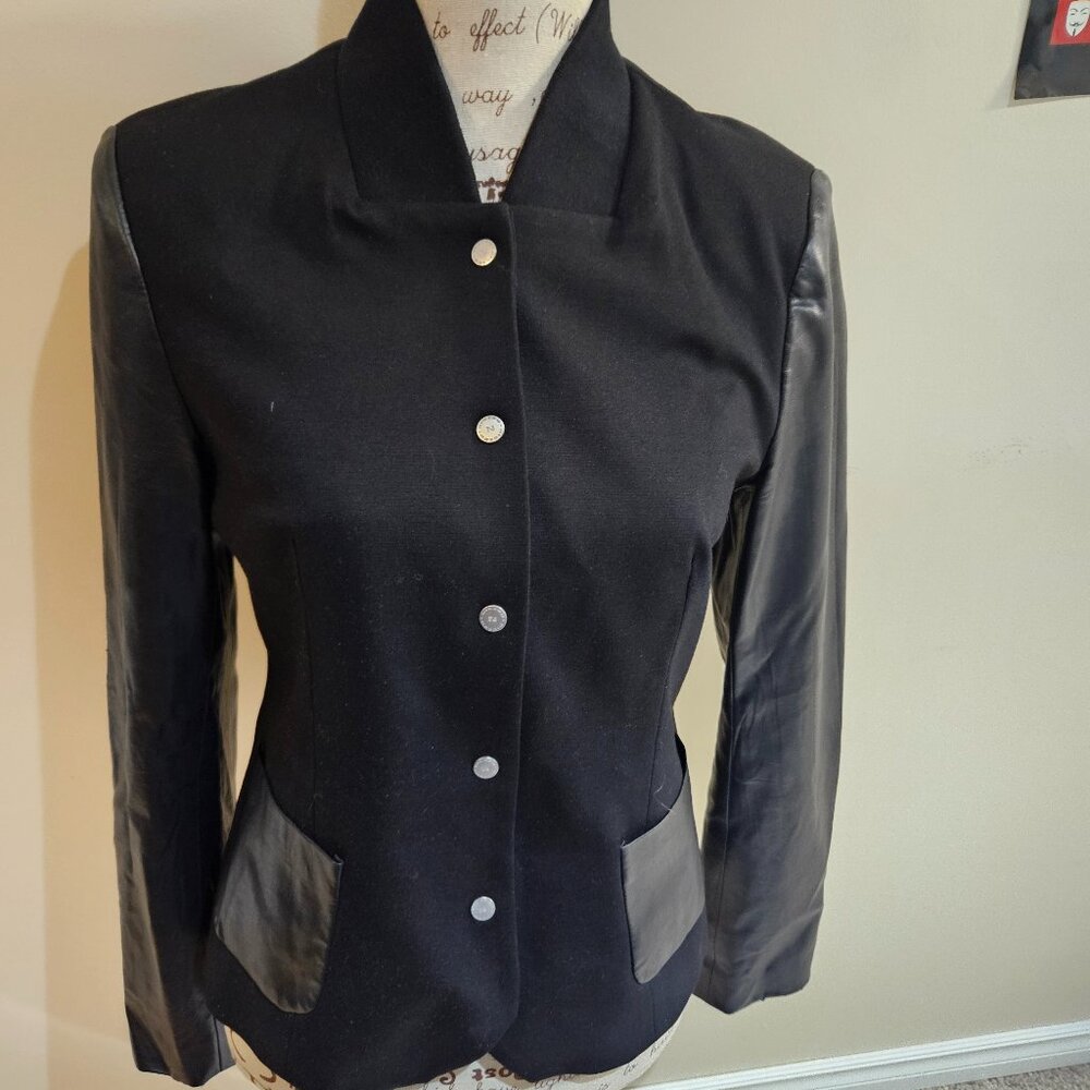 Black 3 pc suit w. faux leather accents